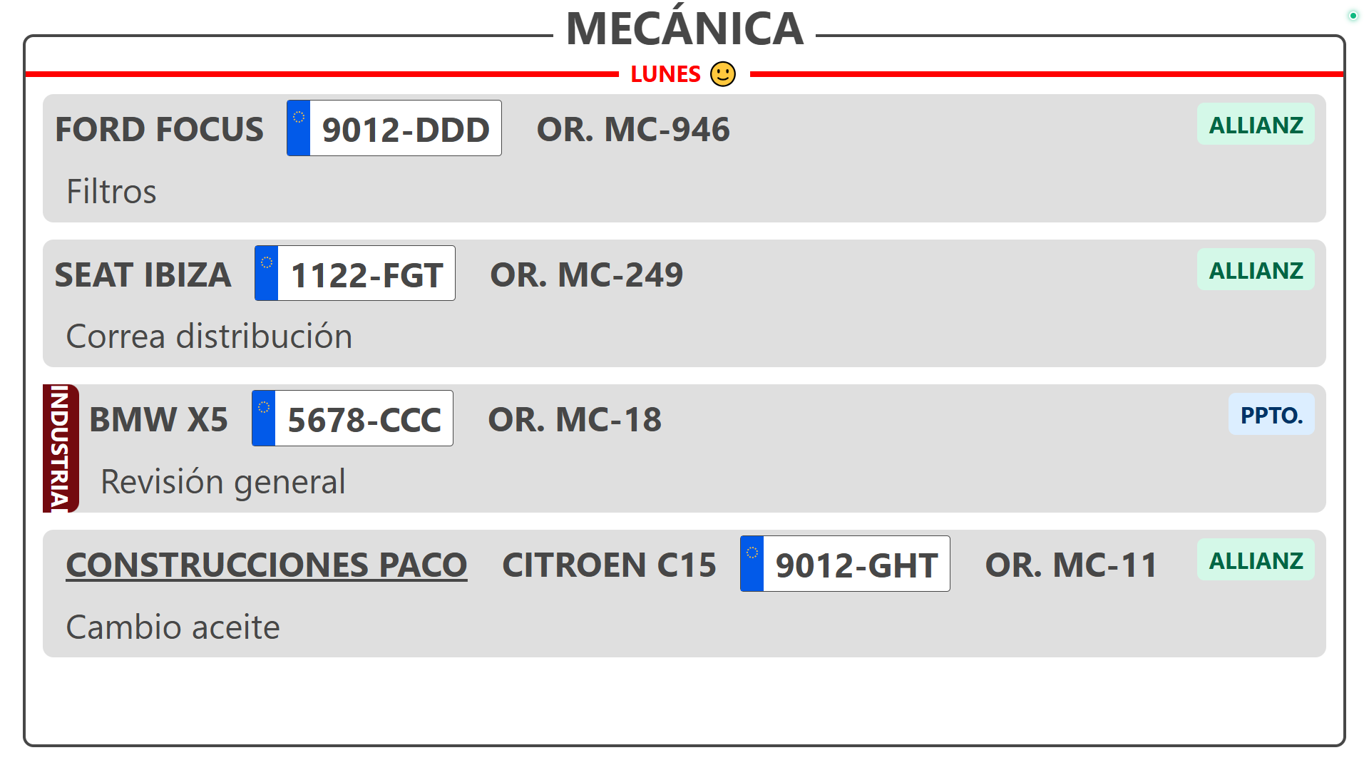 Pizarra de Mecánica